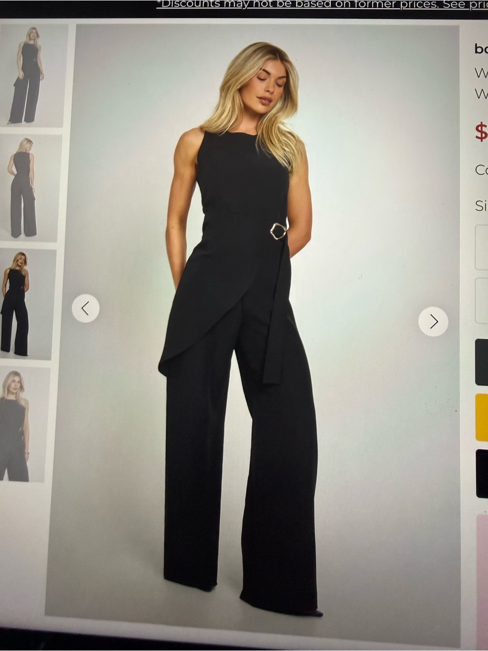 Sleeveless Black Wrap-Belt Jumpsuit
